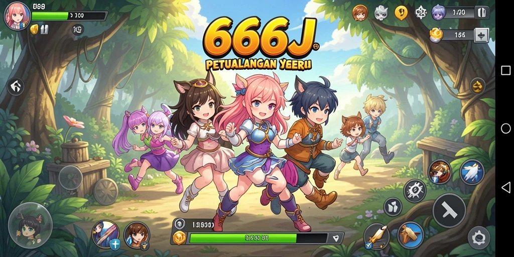 Tangkapan layar permainan Anime yang menampilkan aksi seru di 666J.