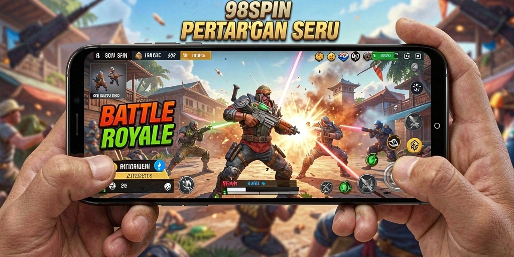 Tampilan aksi seru dalam gameplay Battle Royale 98SPIN.