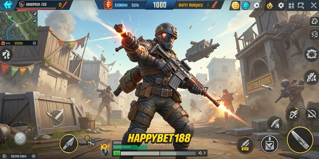 Screenshot gameplay <strong>HAPPYBET188</strong> yang menampilkan aksi pertempuran seru.
