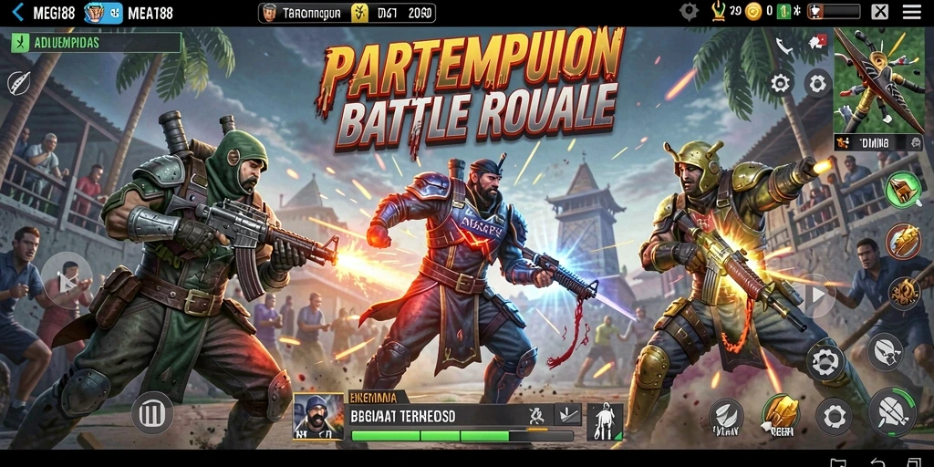Gameplay seru dalam MEGA188 Battle Royale dengan aksi menegangkan.