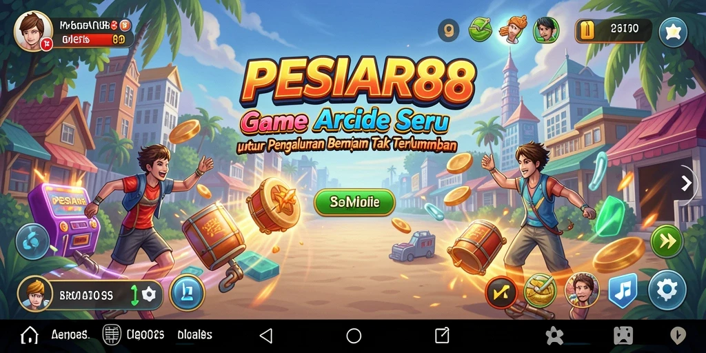 Screenshot utama PESIAR88 menampilkan gameplay yang menegangkan dan penuh warna.