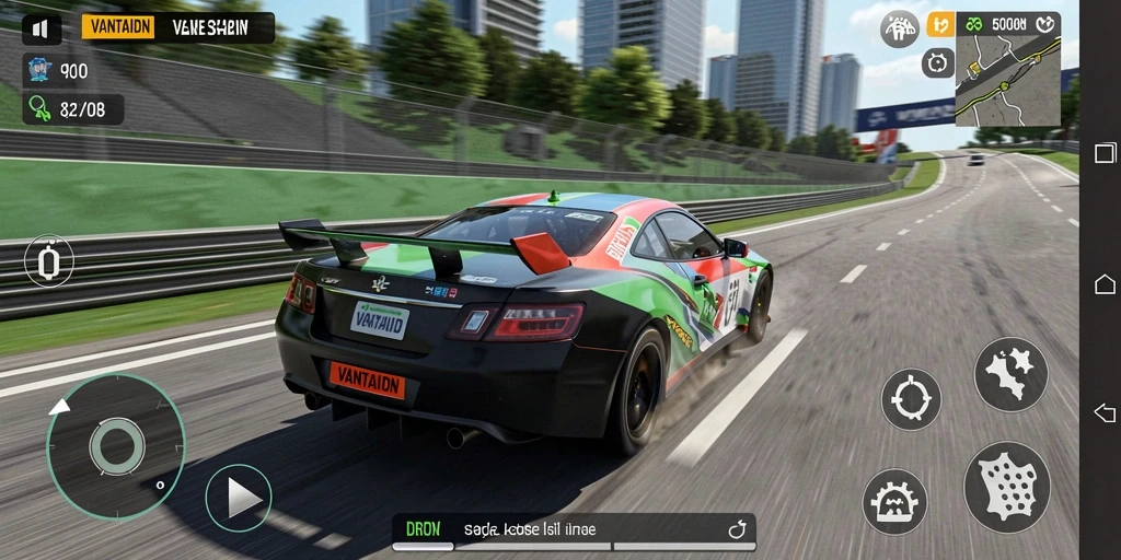 Gambaran gameplay mendebarkan dari VANTAIDN saat balapan.