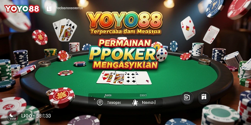 Screenshot gameplay YOYO88 menampilkan pertandingan Poker yang mendebarkan.