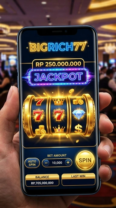 Tampilan antarmuka aplikasi bigrich77 yang menarik dan sederhana.
